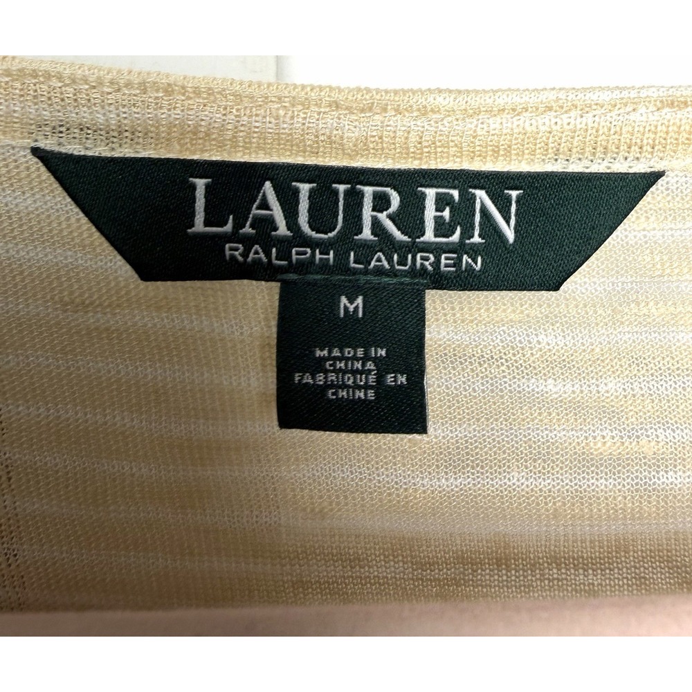 Lauren Ralph Lauren Striped Linen Top Coastal Beach Resort Women's Size Medium - Picture 4 of 8
